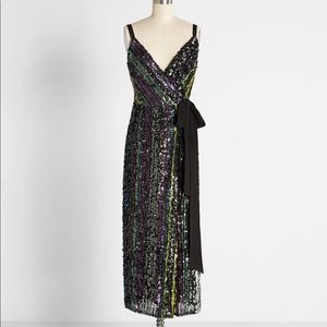 ModCloth Sparkling Striations Sequin Midi Dress by Little Mistress